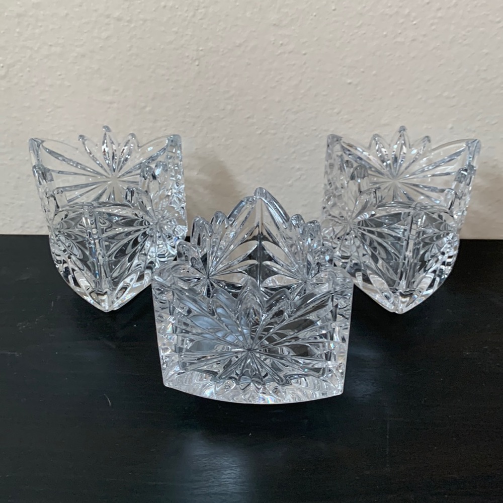Set of 3 large crystal candle holders